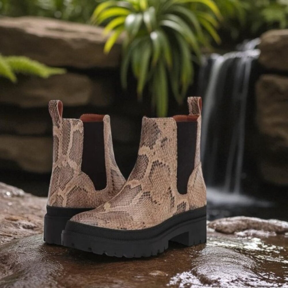 Lucky Brand "Emali" Snakeprint  Leather Ankle Boots